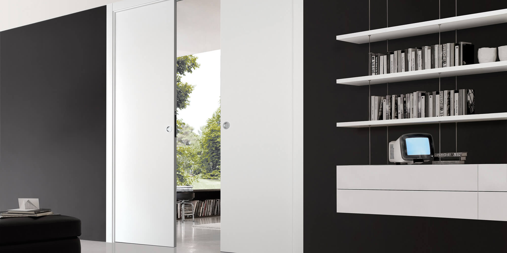 ECLISSE Circular Double Sliding pocket door system for double